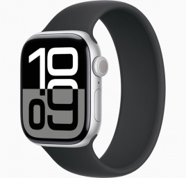 Apple Watch Series 10 GPS 42mm Silver Aluminum Case with Black Sport Band - M/L