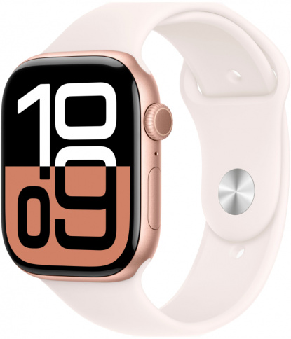 Apple Watch Series 10 GPS 46mm Rose Gold Aluminum Case with Light Blush Sport Band - M/L фото 1