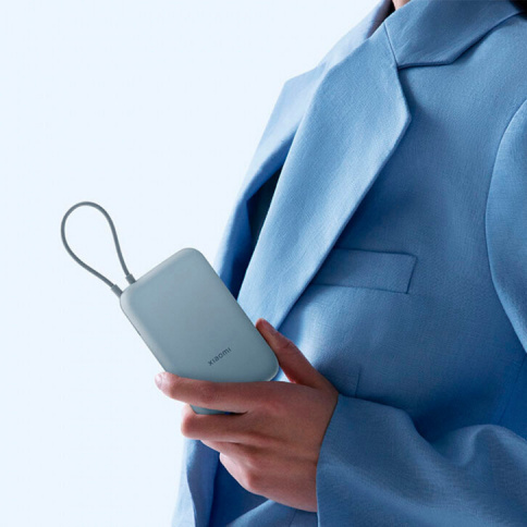 Портативный аккумулятор Xiaomi Mi Power Bank With Cable USB-C 10000mAh Pocket Version P15ZM Blue фото 4