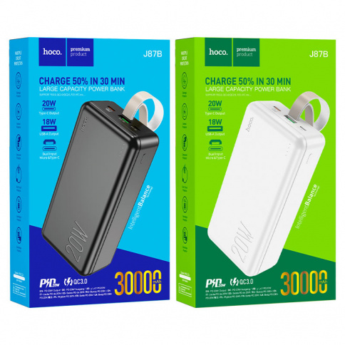 Power Bank Hoco J87B Tacker PD20W+QC3.0 power bank(30000mAh) black фото 3