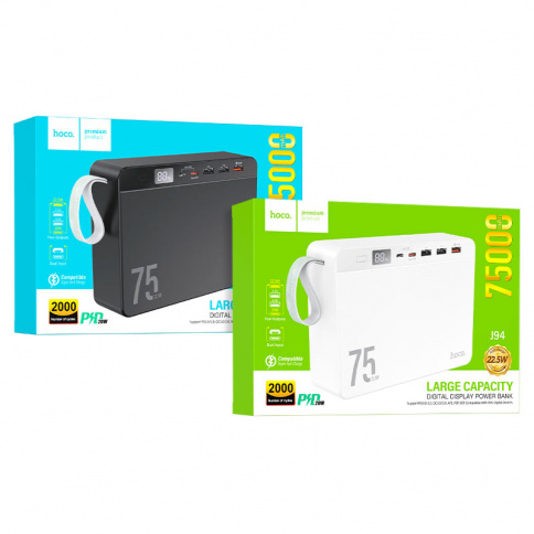 Power Bank Hoco J94 Overlord 22.5W fully compatible power bank(75000mAh) black фото 4
